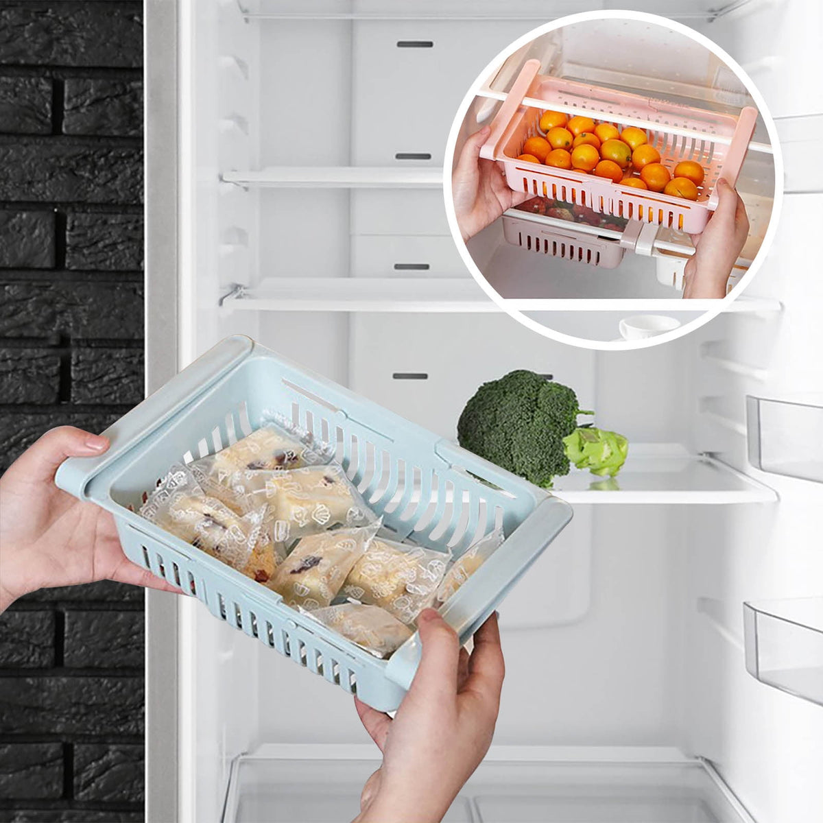 Clip-On Pull-Out Fridge Shelf Bin for Produce, Drinks and Condiments - Image 6