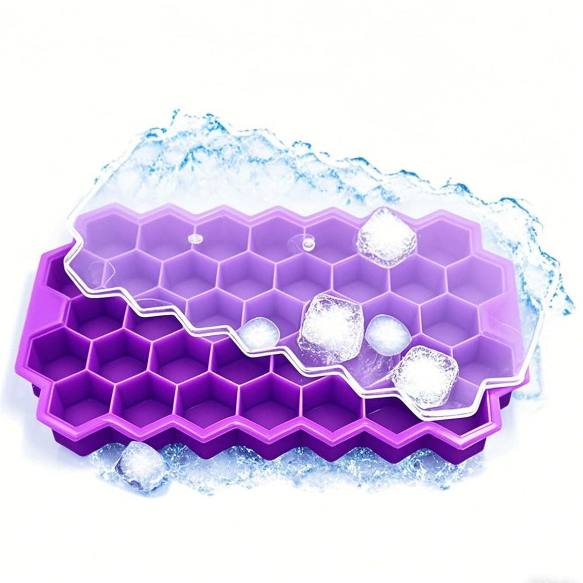 Silicone Ice Cube Tray with Lid, 37 Small Cubes, Stackable - Image 4