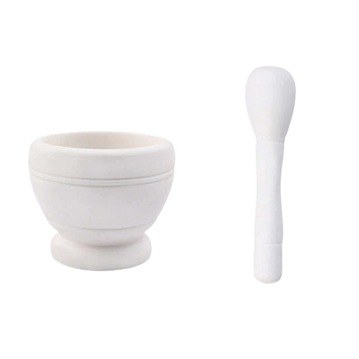 Hand Garlic Press and Herb Crushing Set in Lightweight White Plastic