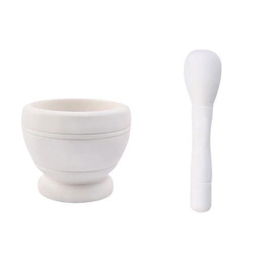 Hand Garlic Press and Herb Crushing Set in Lightweight White Plastic