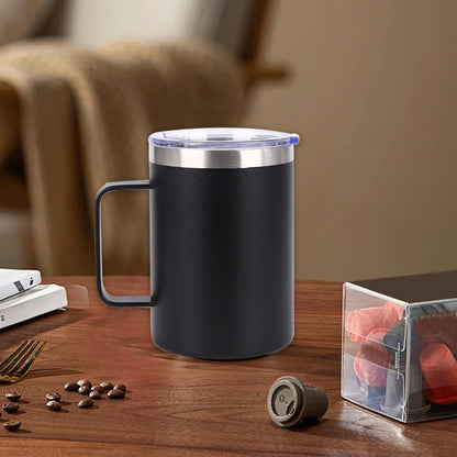 Insulated Stainless Steel Coffee Mug, 8 oz, with Lid and Handle - Image 4