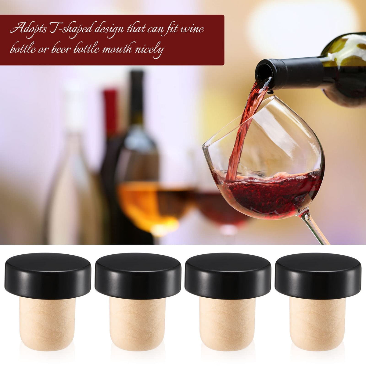 T-Top Bottle Stoppers, 24 Pieces for Wine and Beer Bottles - Image 3