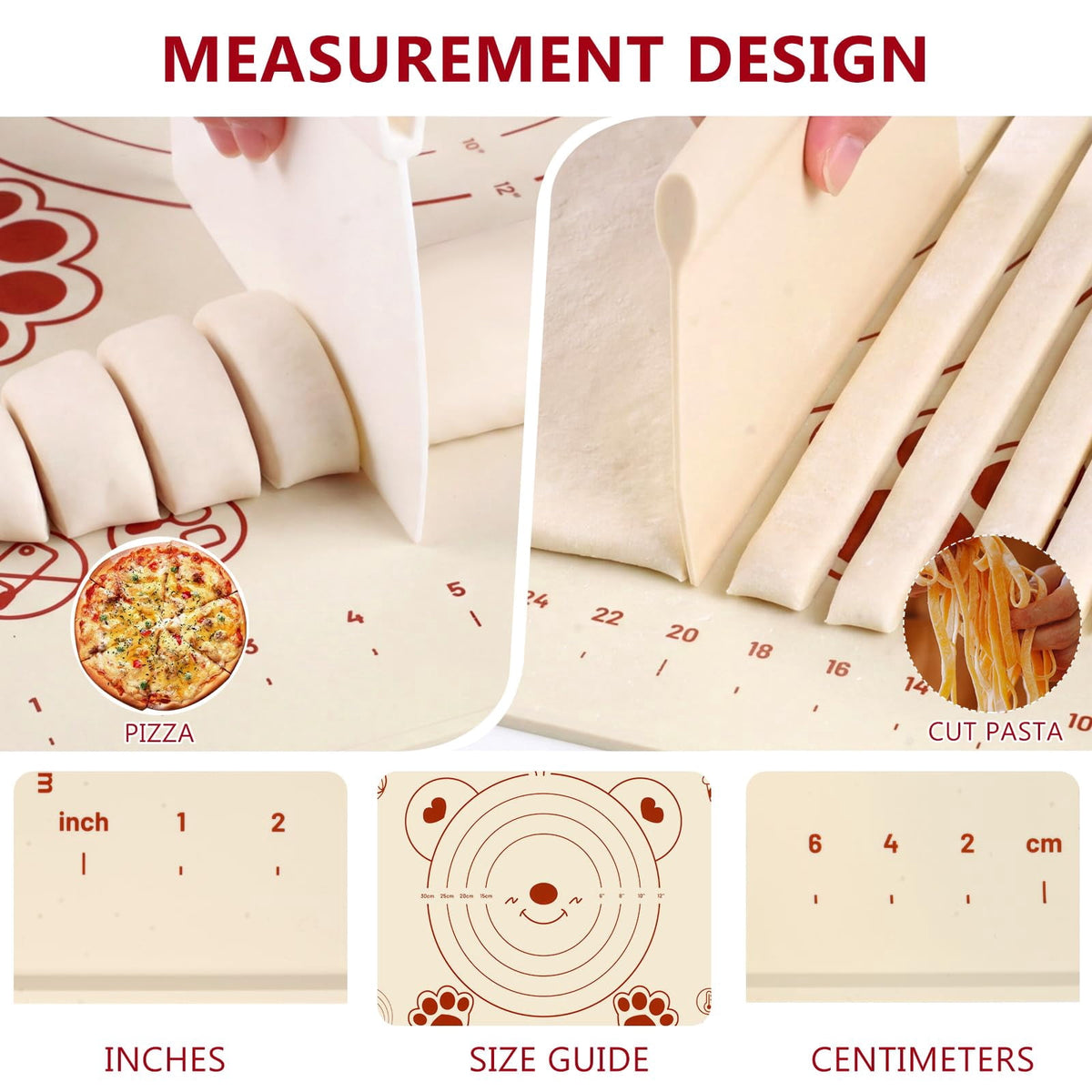 Silicone Baking Mat, 27 by 19 Inches, Non-Slip with Printed Guides - Image 2