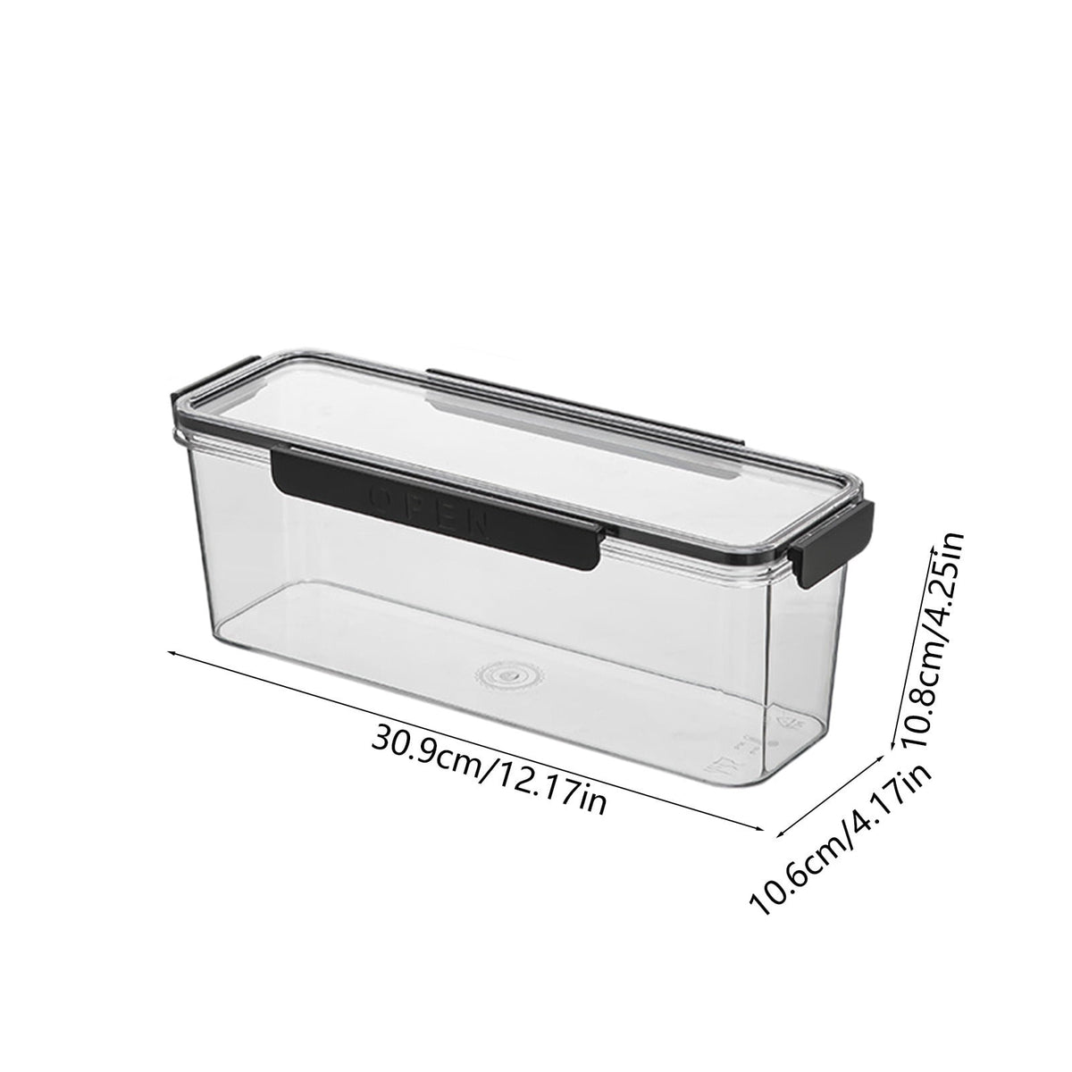 Long Narrow Fridge Storage Bin in Clear Plastic with Airtight Lid - Image 2