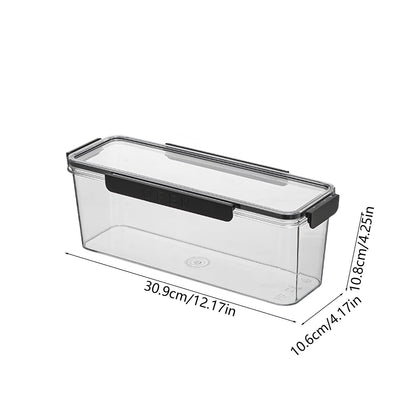 Long Narrow Fridge Storage Bin in Clear Plastic with Airtight Lid - Image 2