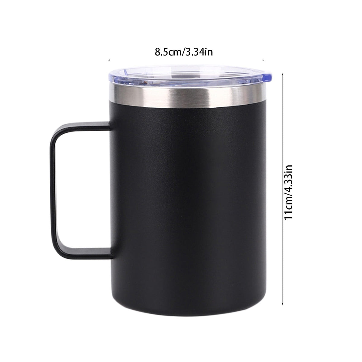 Insulated Stainless Steel Coffee Mug, 8 oz, with Lid and Handle - Image 2