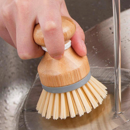 Short-Handled Bamboo Dish Brush for Pots, Pans and Produce - Image 3