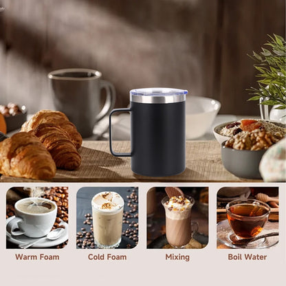 Insulated Stainless Steel Coffee Mug, 8 oz, with Lid and Handle - Image 6