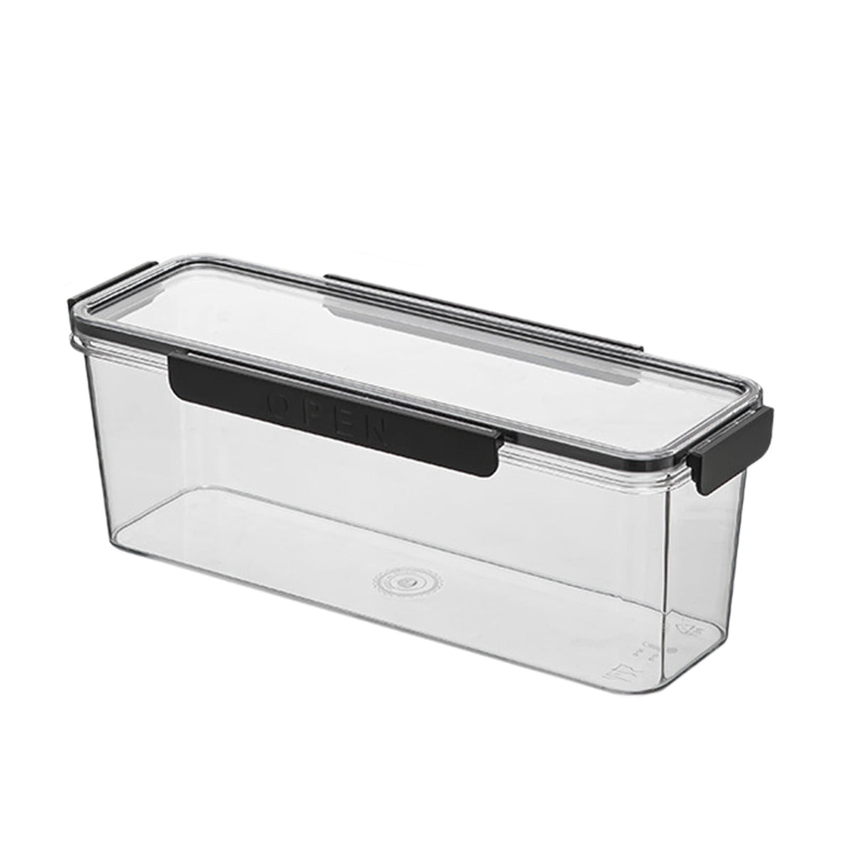 Long Narrow Fridge Storage Bin in Clear Plastic with Airtight Lid