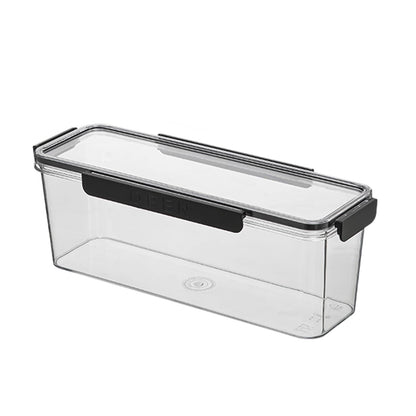 Long Narrow Fridge Storage Bin in Clear Plastic with Airtight Lid