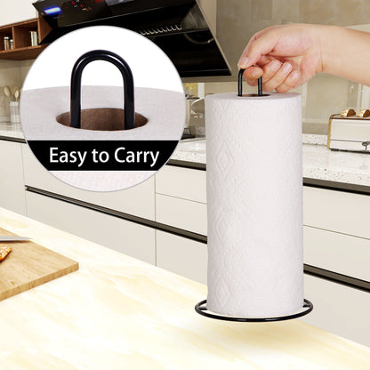 Standing Paper Towel Holder in Black Steel with Weighted Round Base - Image 3