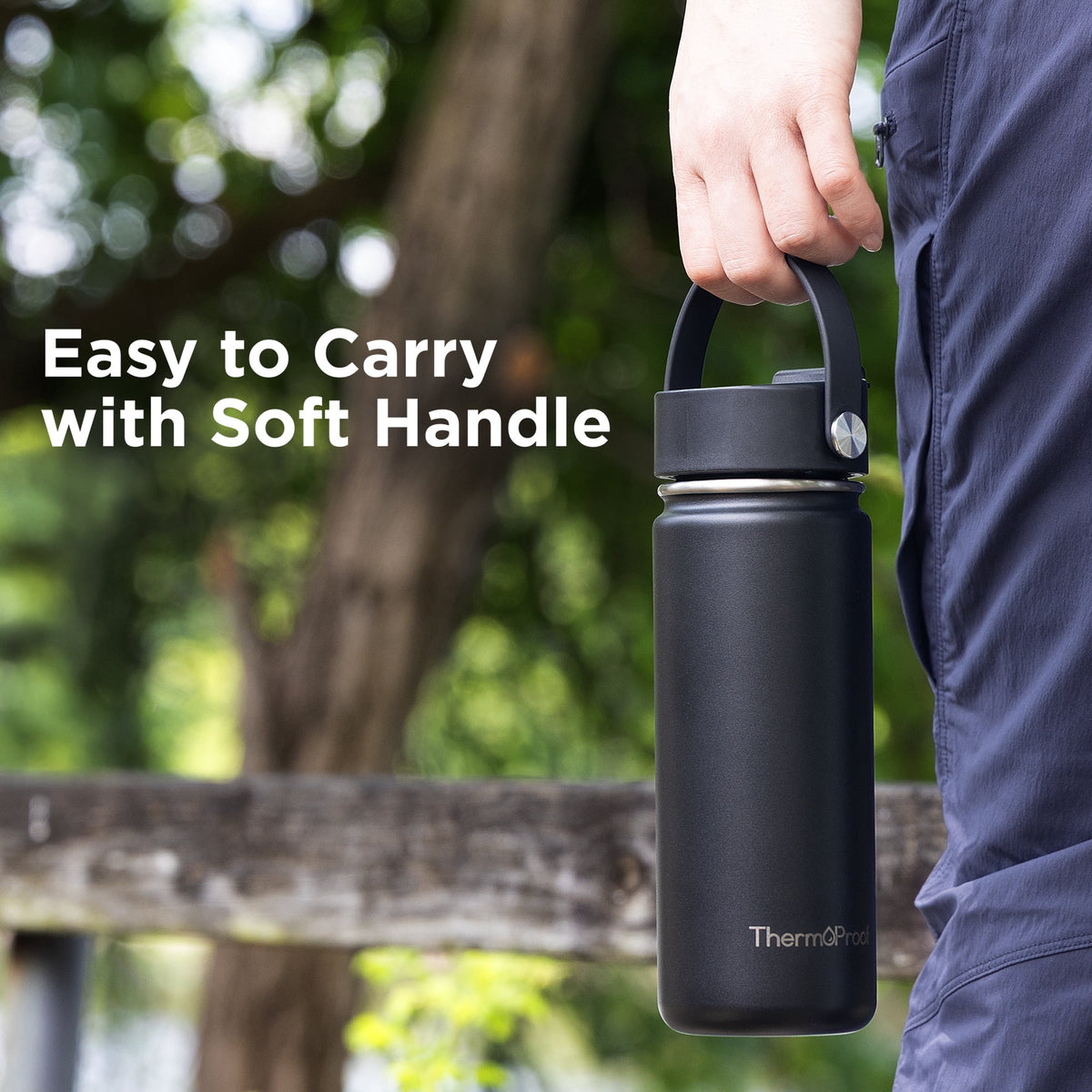 Insulated Stainless Steel Water Bottle, 18 oz, with Two Lids - Image 3
