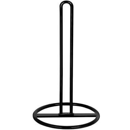 Standing Paper Towel Holder in Black Steel with Weighted Round Base