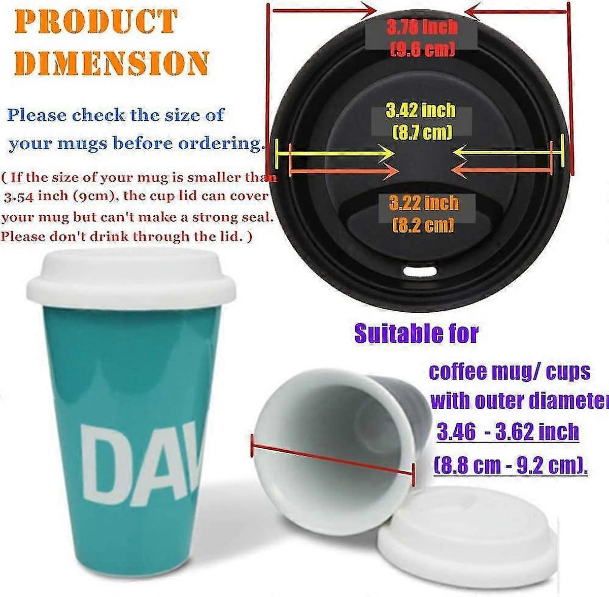 Silicone Mug Lids, Set of 6 Reusable Drink Covers - Image 2