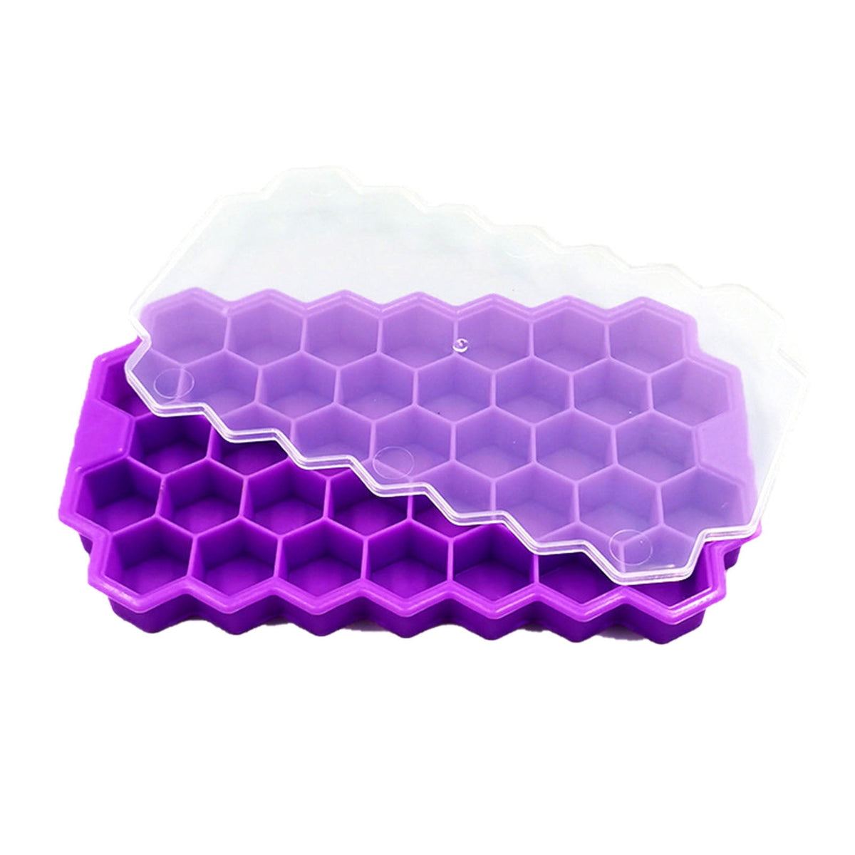 Silicone Ice Cube Tray with Lid, 37 Small Cubes, Stackable