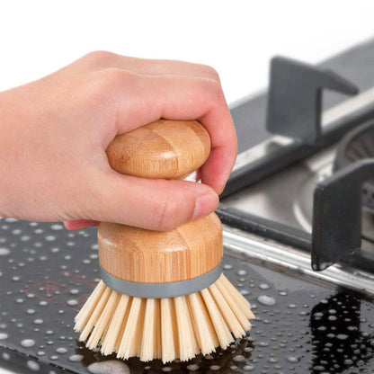 Short-Handled Bamboo Dish Brush for Pots, Pans and Produce - Image 2