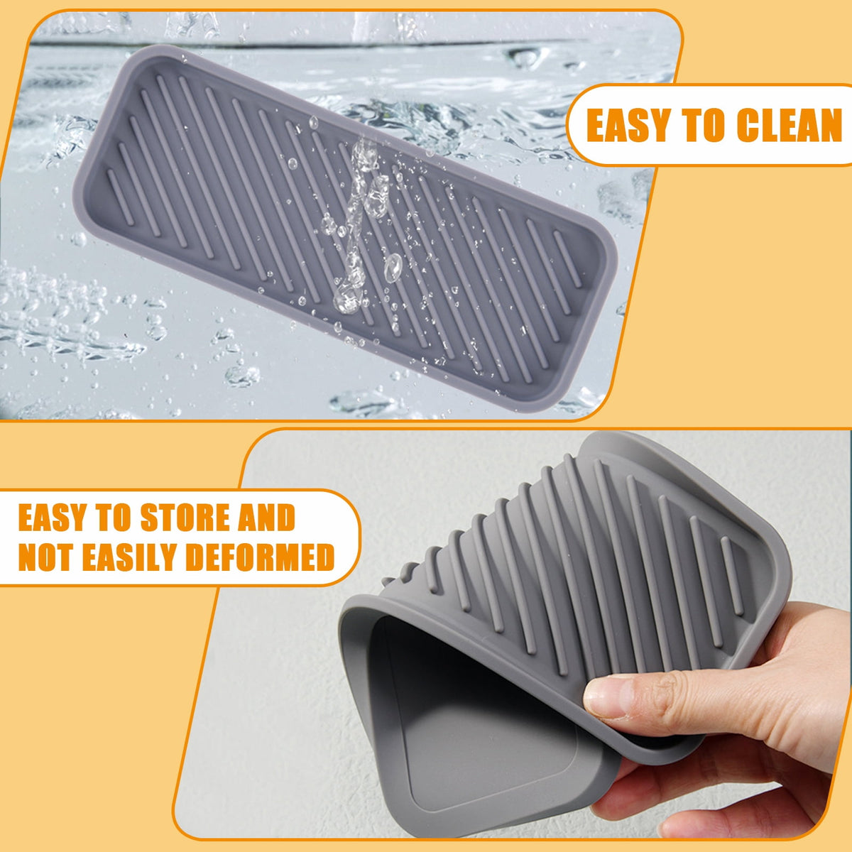 Silicone Sink Tray for Sponges and Soap, Set of 2 in White - Image 4