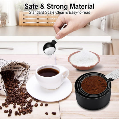 Nesting Measuring Cup and Spoon Set, 10 Pieces in Steel and Pink - Image 6
