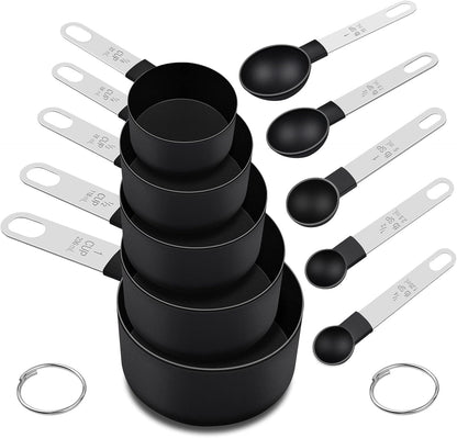 Nesting Measuring Cup and Spoon Set, 10 Pieces in Steel and Pink - Image 3